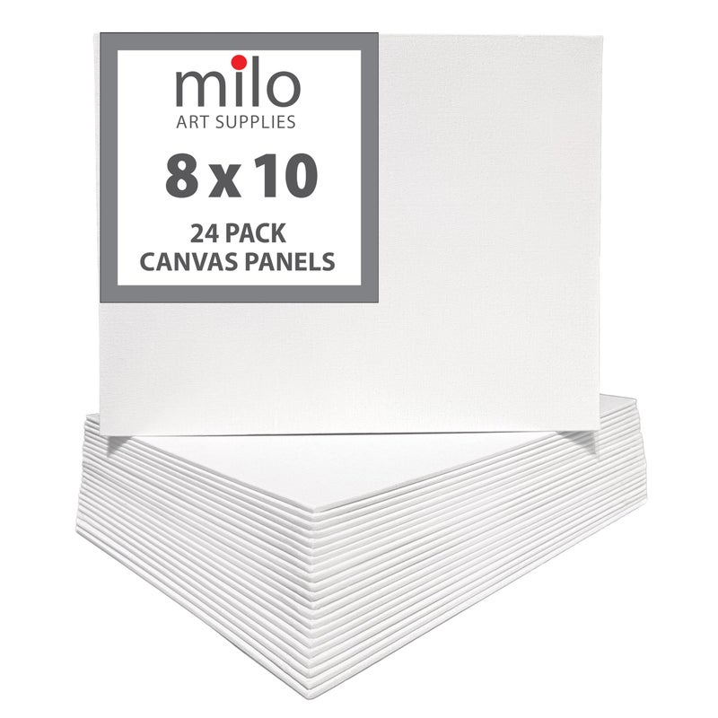 milo Canvas Panel Boards for Painting | 8x10 inches | 24 Pack of Flat Canvas Panels, Primed & Ready to Paint Art Supplies for Acrylic, Oil, Mixed Wet Media, & Pouring, Bulk Painting Party Pack - Image 1